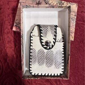 Hand Crafted Leather White and Black Credit Card Holder & Money Clip